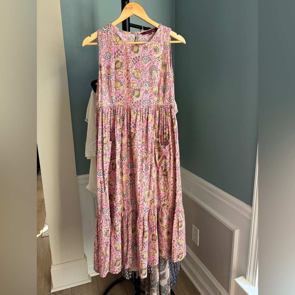 Signature by Sangria Pink and Green Smocked Maxi Sundress